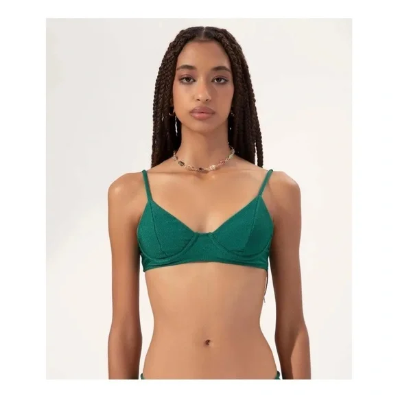 Salinas NWT Textured Blue Cheeky Bikini Swim Suit Set Size Small - Picture 5 of 7